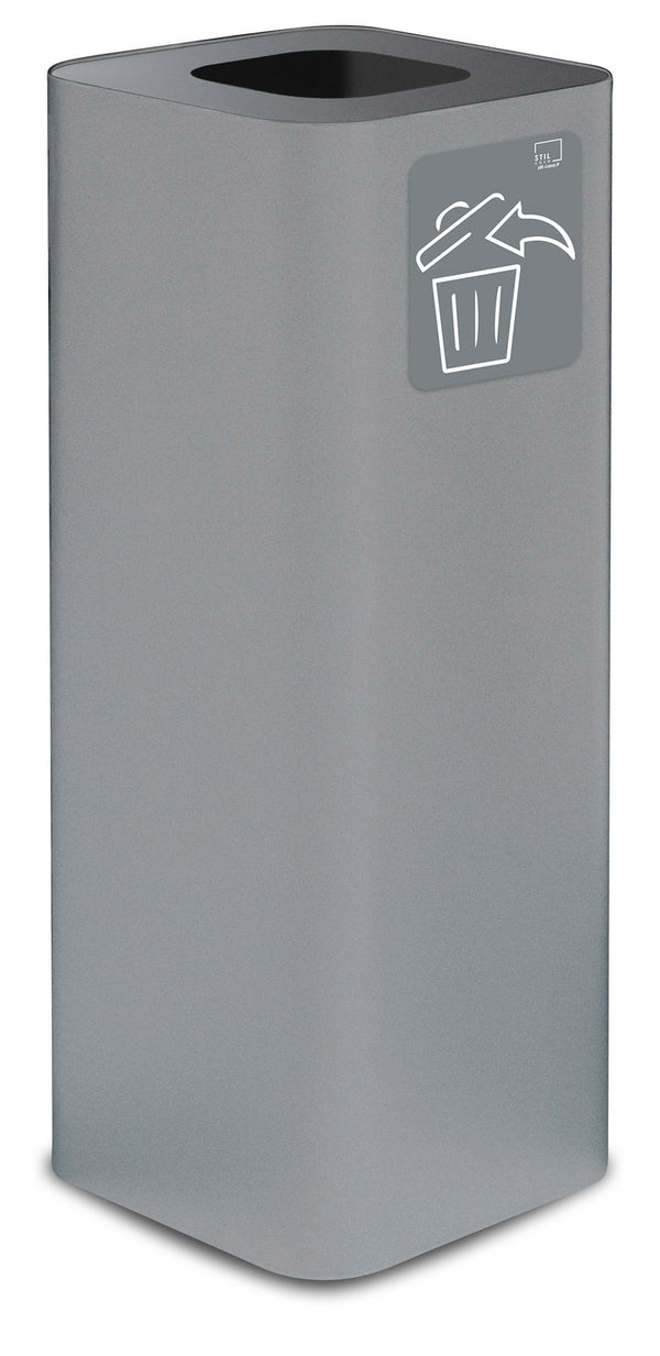 Pattumiera Per Raccolta Rifiuti 30x30xh80 cm In Acciaio Verniciato con Pittogramma Magnetico Grigio sconto