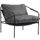 Poltrona da Salotto 74,5x75x77 cm con Cuscini Spessi in Pelle PU e Telaio in Metallo Grigio Carbone      