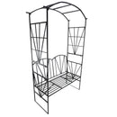 Panchina da Giardino 2 Posti con Arco Rampicanti per Piante Nero 115x59x203 cm 