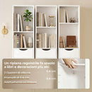 Libreria 30x24x158 cm con Cassetti e Ripiano Regolabile in Legno Bianco      