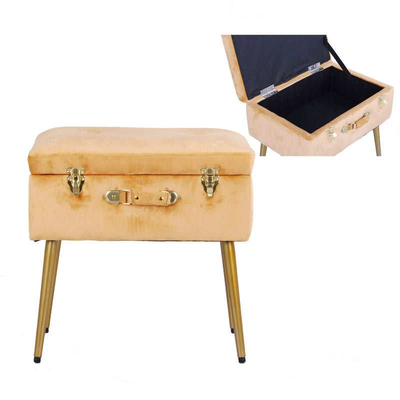 Pouf Valigetta 51x37x51 cm in Velluto Caramello