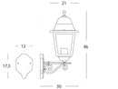 Lampada Applique Grande in Alto Colore Nero da Esterno Linea Quadrata Sovil