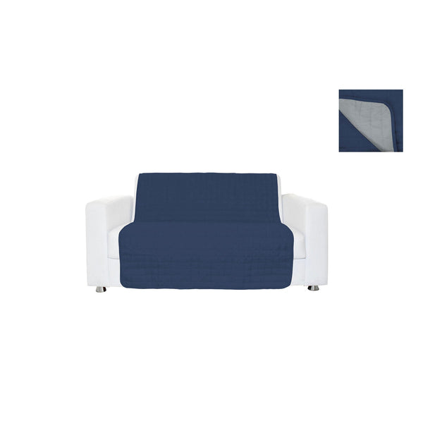 Bezug für 3-Sitzer-Sofa 175 x 190 cm in Doubleface Mikrofaser Dunkelblau/Hellgrau prezzo