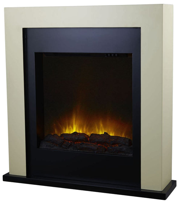 sconto Elektrischer Bodenkamin Flammeneffekt 2000 W Chemin'Arte Avoriaz Cremeweiß und Schwarz