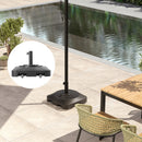 Base per Ombrellone 48x48x32,5 cm a Rotelle e Riempibile con Acqua o Sabbia in HDPE Nero      