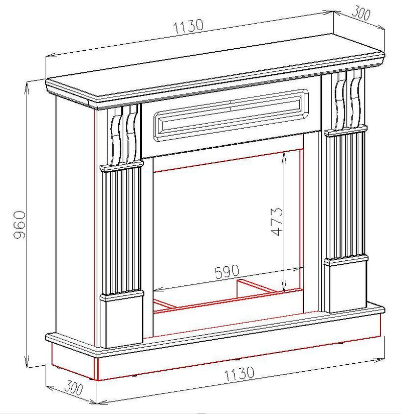 Camino Elettrico da Pavimento 96x113x30 cm Effetto Fiamma 1500W Verona Mini & Mars Bianco