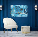 Stampa Dipinta Blu Rey 80x3x120 cm in Legno e Tessuto