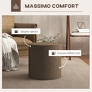 Pouf Poggiapiedi 41x41 cm Rivestimento Rimovibile Tessuto Effetto Lino Marrone 