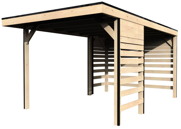sconto Box Auto Garage da Esterno 3,02x4,38m Senza Pavimento in Legno Abete Carport