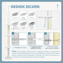 Albero Tiragraffi per Gatti a Soffitto 48x32x225-255 cm Pali con Corda in Cotone Bianco   