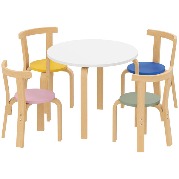 Set Tavolo e 4 Sedie per Bambini 3-8 Anni con Bordi Arrotondati in Legno Multicolore prezzo