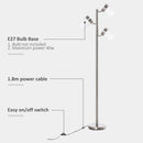 Lampada da Terra 3 Paralumi 38-52x25x165 cm E27 40W Argento