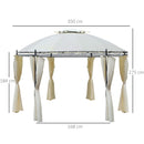 Gazebo da Giardino Ø3,5x2,75m con Tende in Acciaio e Poliestere Bianco
