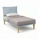 Letto 1 Piazza e Mezza con Rete Rivestita Microfibra Azzurro Tessis Testata Soft Varie Misure