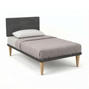 Letto 1 Piazza e Mezza con Rete Rivestita Microfibra Grigio Tessis Testata Square Varie Misure