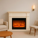 Camino Elettrico da Pavimento 114x28x102 cm Effetto Fiamma 1500W Sined Caldera XXL Bianco