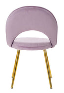 Set 2 Sedie Imbottite 52x48x78 cm in Tessuto Velluto Flex Rosa e Oro