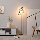 Lampada da Terra Industriale 30x30x170.5 cm con 3 Paralumi e Intensità Regolabile in Acciaio Nero      