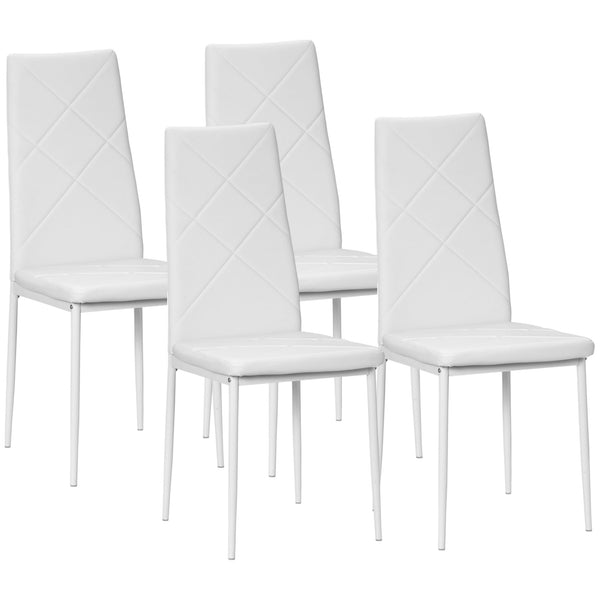 Set di 4 Sedie da Pranzo 41x50x97 cm con Schienale Alto in Similpelle Bianco acquista