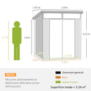 Casetta da Giardino  Porta Attrezzi 190x191x215 cm in Plastica Grigio Chiaro  