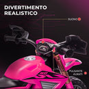 Moto Elettrica per Bambini 3-8 Anni con 12V Doppi Motori Rotelle e Clacson 3 km/h Capacità 30kg Rosa      