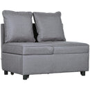 Poltrona Letto Singolo Schienale Reclinabile 98x69x65 cm Tessuto Effetto Lino Grigio Scuro 