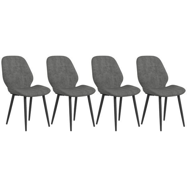 prezzo Set 4 Sedie 46x56x86 cm in Tessuto Effetto Velluto Grigio