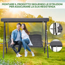 Dondolo da Giardino 3 Posti 208x120x172 cm Tetto Regolabile Portabicchieri e Cuscini Grigio 