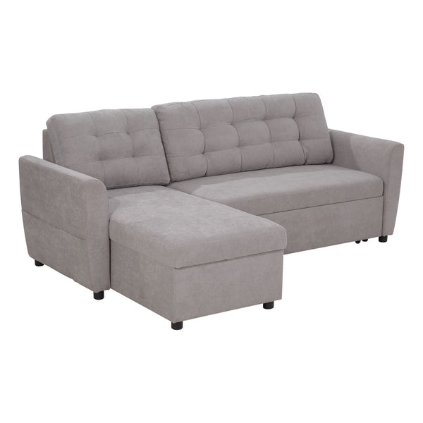 3-Sitzer-Schlafsofa mit Chaiselongue-Behälter 217 x 134 x 85 cm in grauem Stoff in Leinenoptik prezzo