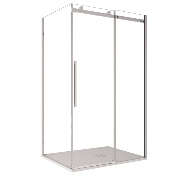 Eckduschkabine 1 Schiebetür in transparentem Kristall 8 mm H195 Bonussi Alina Verschiedene Größen prezzo