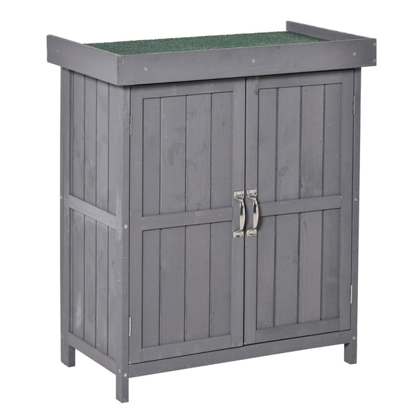 Armadietto da Giardino 2 Ante Tetto Apribile 74x43x88 cm in Legno di Abete Grigio Scuro acquista