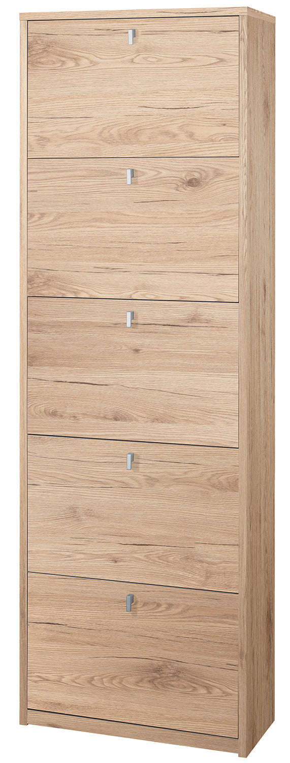 sconto Schuhschrank 5 Türen 63x190x29 cm Eiche natur