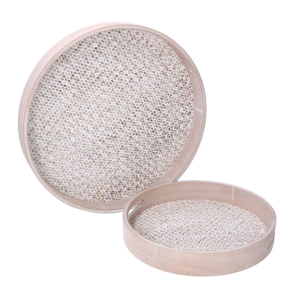 Set 2 Vassoi Rotondi da Cucina in Legno Naturale acquista