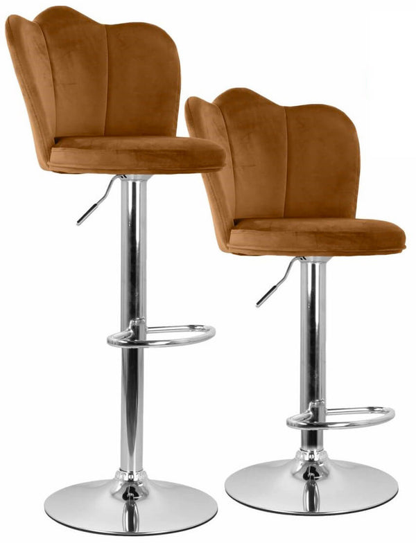 prezzo Set 2 Hocker 38x38x60/80 cm in Camel Chromed Base Velvet