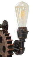 Lampada da Muro Ingranaggio 60x12x32 cm in Ferro e Legno Rame