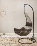 Amaca Dondolina da Giardino in Metallo e Polyrattan Soriani Goccia Grigia e Marrone