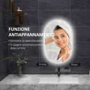 Specchio Bagno da Parete LED Antiappannamento 81x51x4,5 cm in Vetro e Alluminio Argento  