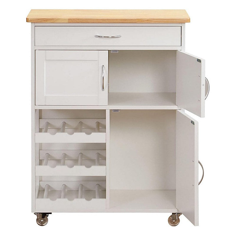 Carrello da cucina 67x36x87 cm in legno Rovere bianco