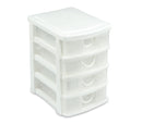 Cassettiera 4 Piani 13x17x18 cm plastica rigida colorata Bianca