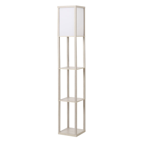 sconto Stehlampe 26x26x160 cm E27 40W mit Regalen aus Eiche MDF