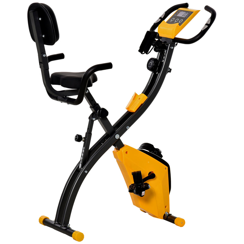 Cyclette Pieghevole con Resistenza Magnetica 8 Livelli Volano 2,5kg in Acciaio e ABS Nero e Giallo  