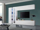 Parete Attrezzata Soggiorno 280x30x180 cm Maruska n°7 Bianco Lucido 