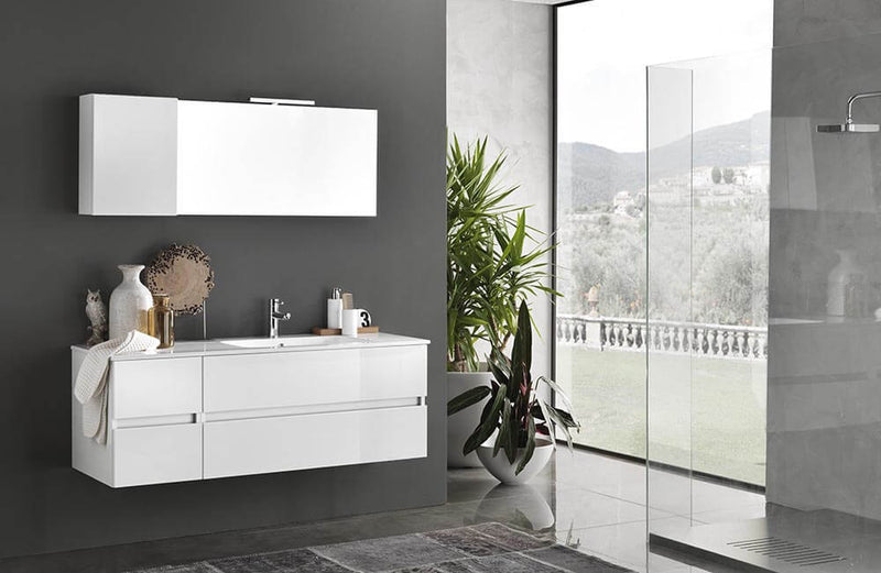 Mobile da Bagno sospeso Bali 01C Bianco Lucido Laccato TFT