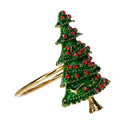 Portatovaglioli metallo confezione 6pz pini verde oro cm 16x11,5xh4,5