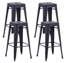 Set 4 Sgabelli da Bar Alto in Metallo Victoria Nero