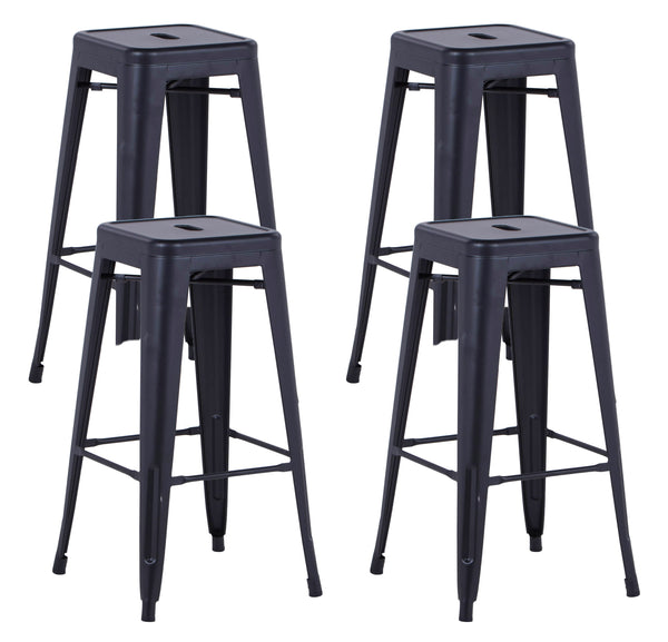 Set 4 Sgabelli da Bar Alto in Metallo Victoria Nero sconto