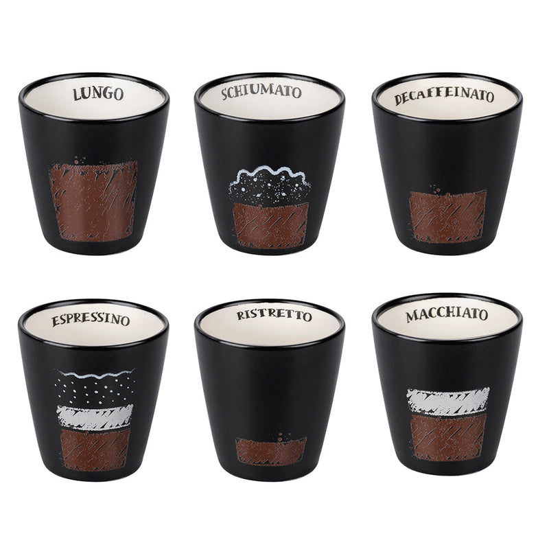 Set 6 Tazzine da Caffè Ø5x6 cm in Stoneware VdE Tivoli 1996 Un caffè come piace a me