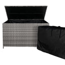 Set Salotto da Giardino 240x186x70 cm ad Angolo con Tavolo e Box Contenitore in Rattan Grigio