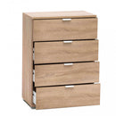 Cassettiera 4 Cassetti Naturale 60x38x85 h cm in Truciolare bilaminato Marrone chiaro
