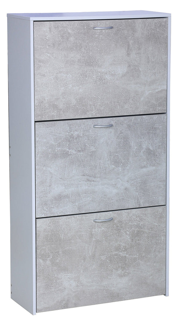 acquista Schuhschrank 3 Türen 60 x 24 x 116 cm in weißer Spanplatte und Zement